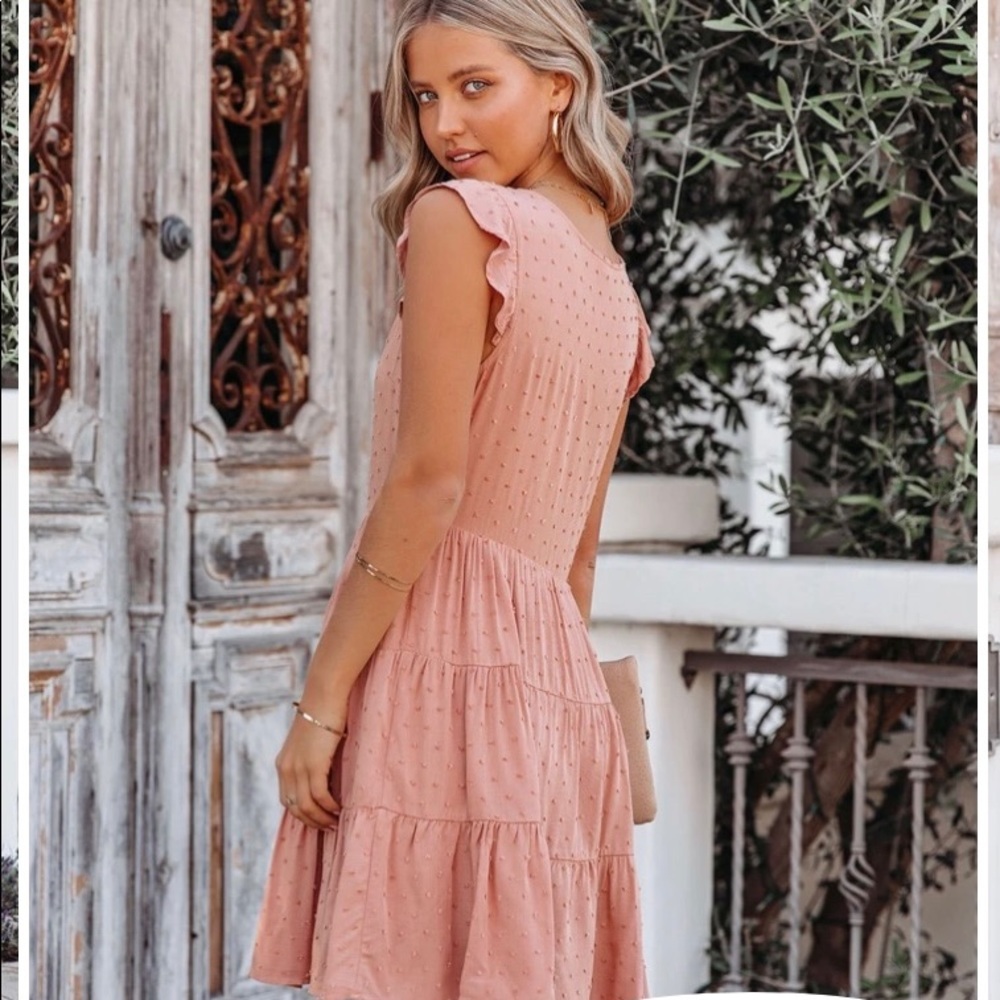 VICI Ruffle sleeve babydoll button up dress